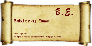 Babiczky Emma névjegykártya
